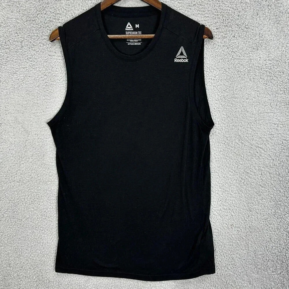 Reebok tank top‎ mens medium black supremium tee speedwick logo muscle gym - Picture 1 of 6